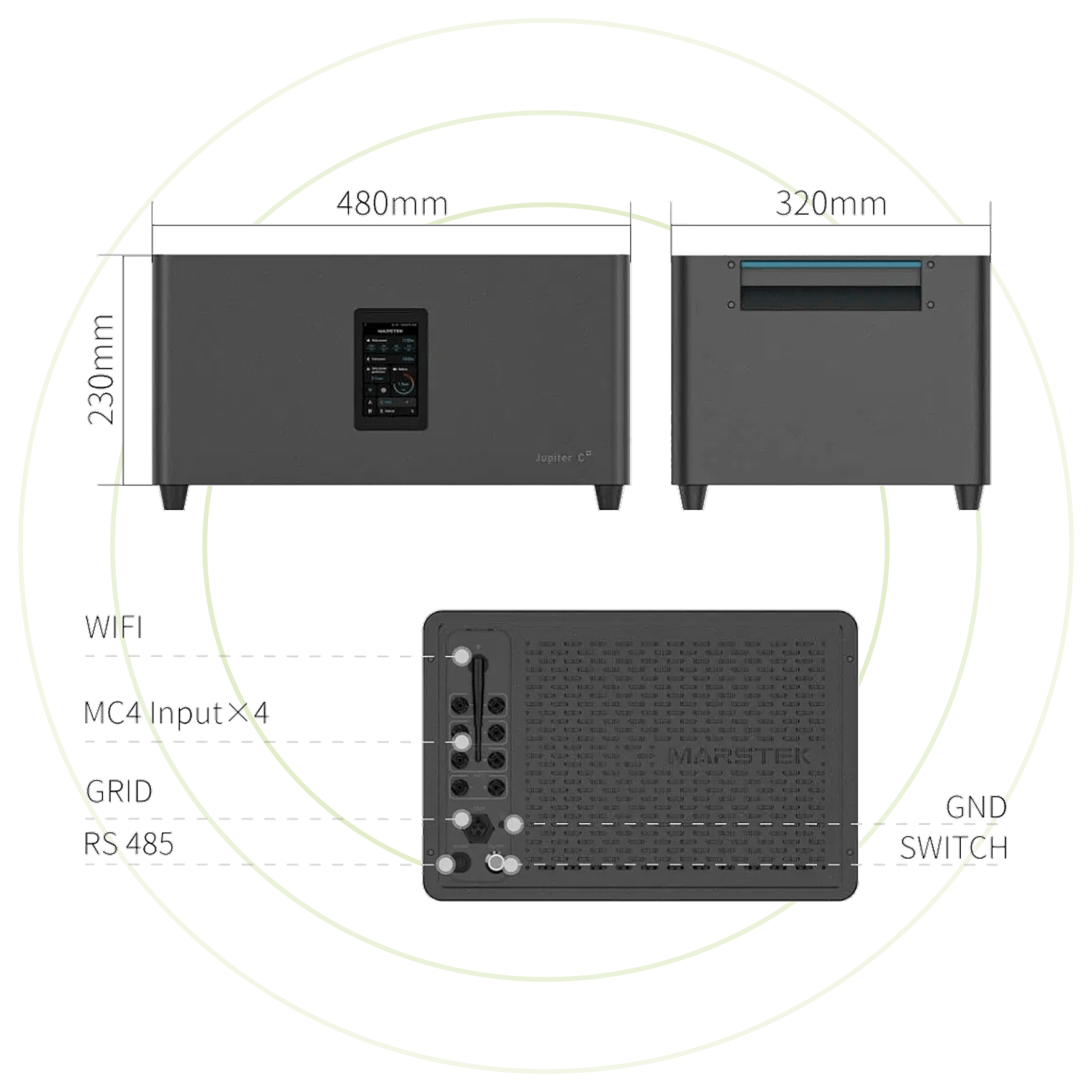 Sicatron 2000W Balkonkraftwerk - 4x 500 Watt - Marstek Jupiter C plus & Erweiterungsbatterie 5,12 kwh