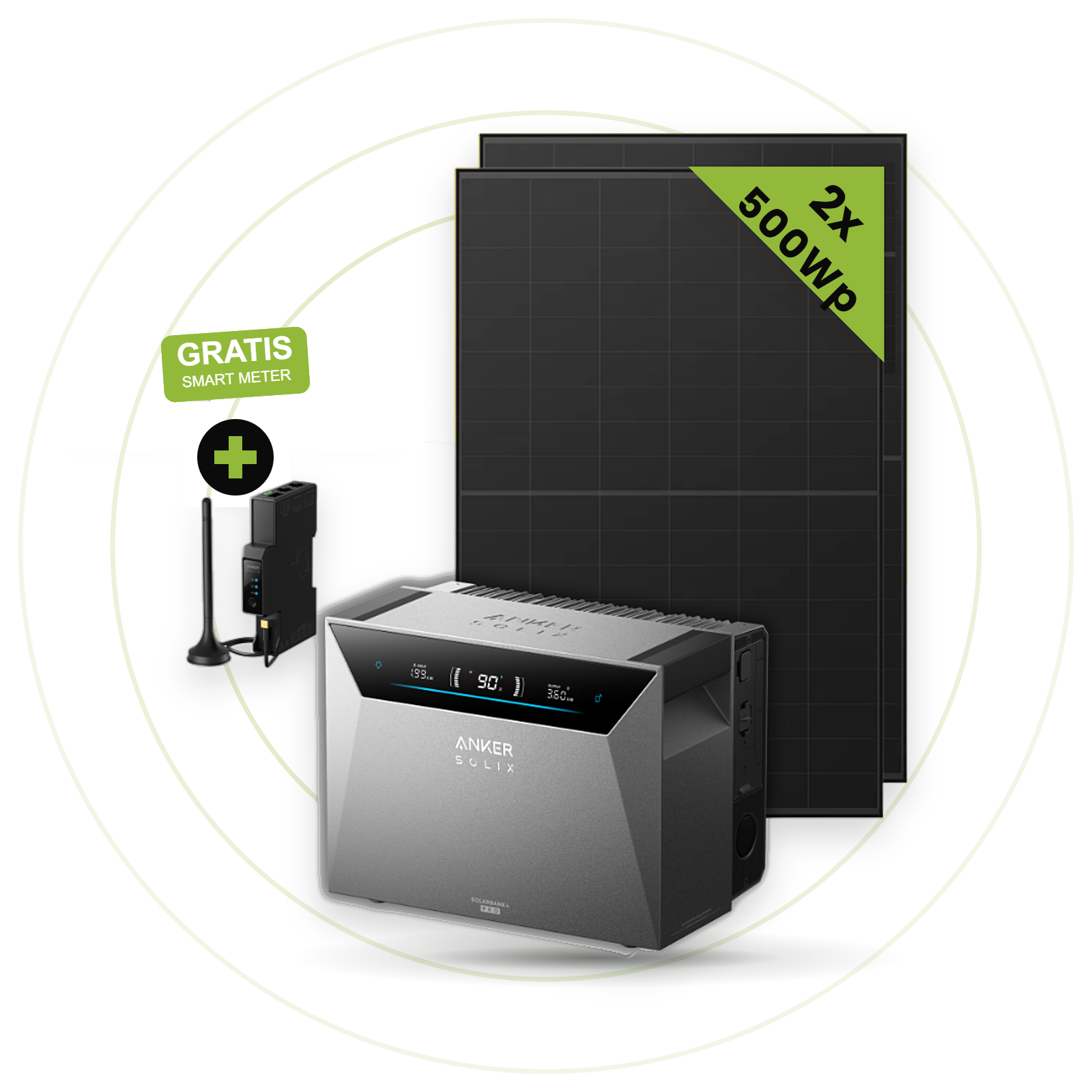 Sicatron 1000 Watt Balkonkraftwerk - 2x 500W bifazial - Anker SOLIX Solarbank 4 Pro