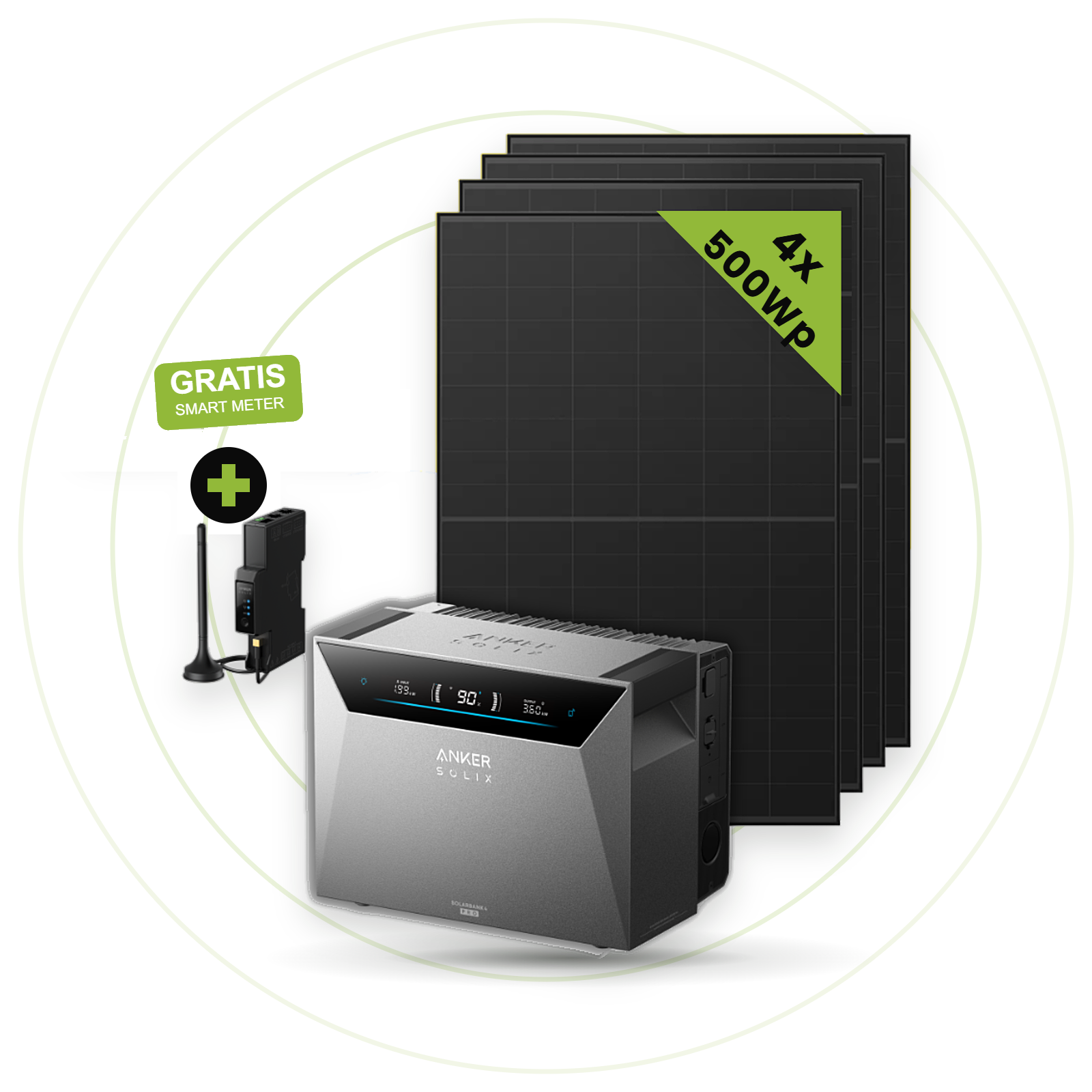 Sicatron 2000 Watt Balkonkraftwerk - 4x 500W bifazial - Anker SOLIX Solarbank 4 Pro