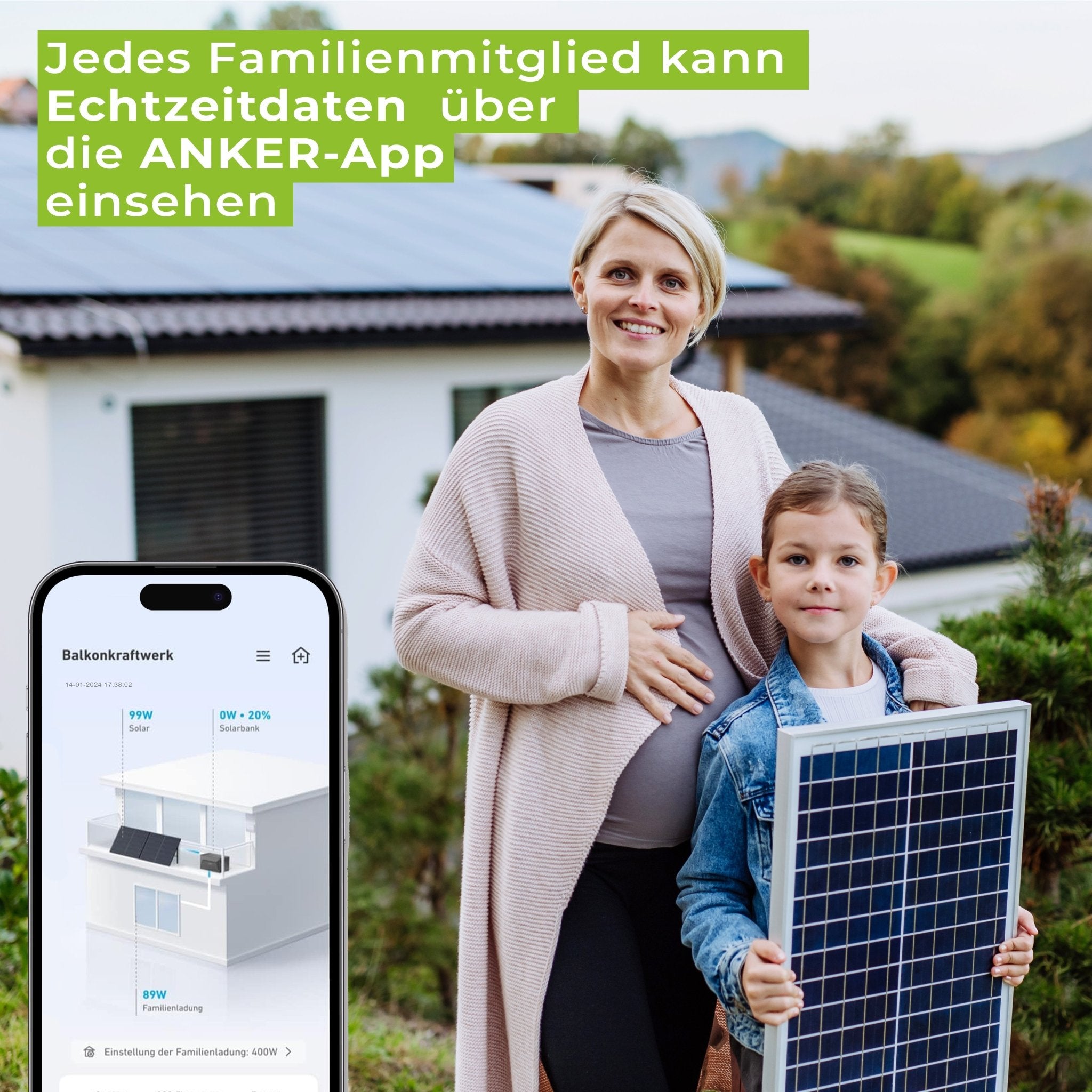 Sicatron 2000 W Balkonkraftwerk - 4x 500W Bifazial - Anker Solix Solarbank 2 Pro