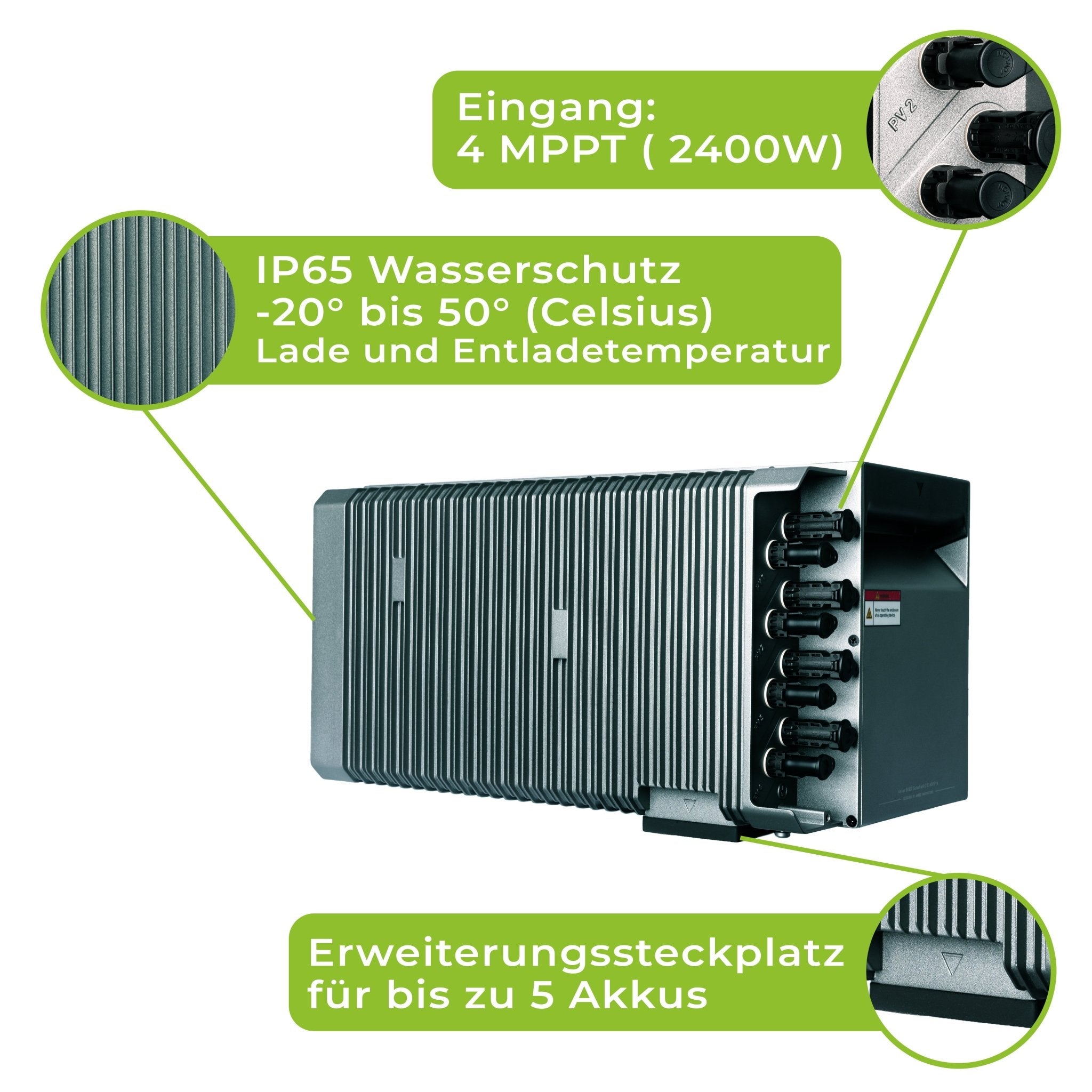 Sicatron 2000 W Balkonkraftwerk - 4x 500W Bifazial - Anker Solix Solarbank 2 Pro